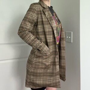 Long Plaid Blazer